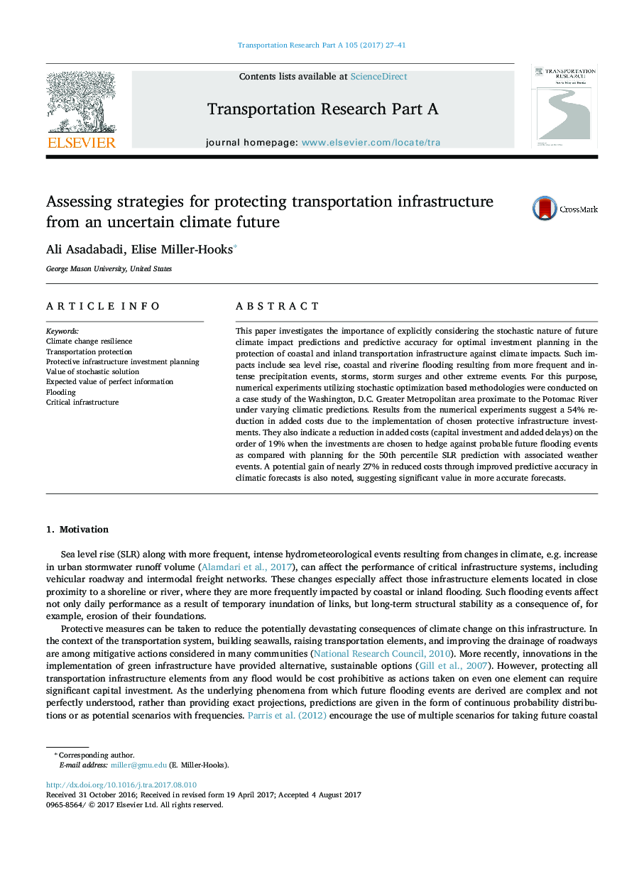 Assessing strategies for protecting transportation infrastructure from an uncertain climate future