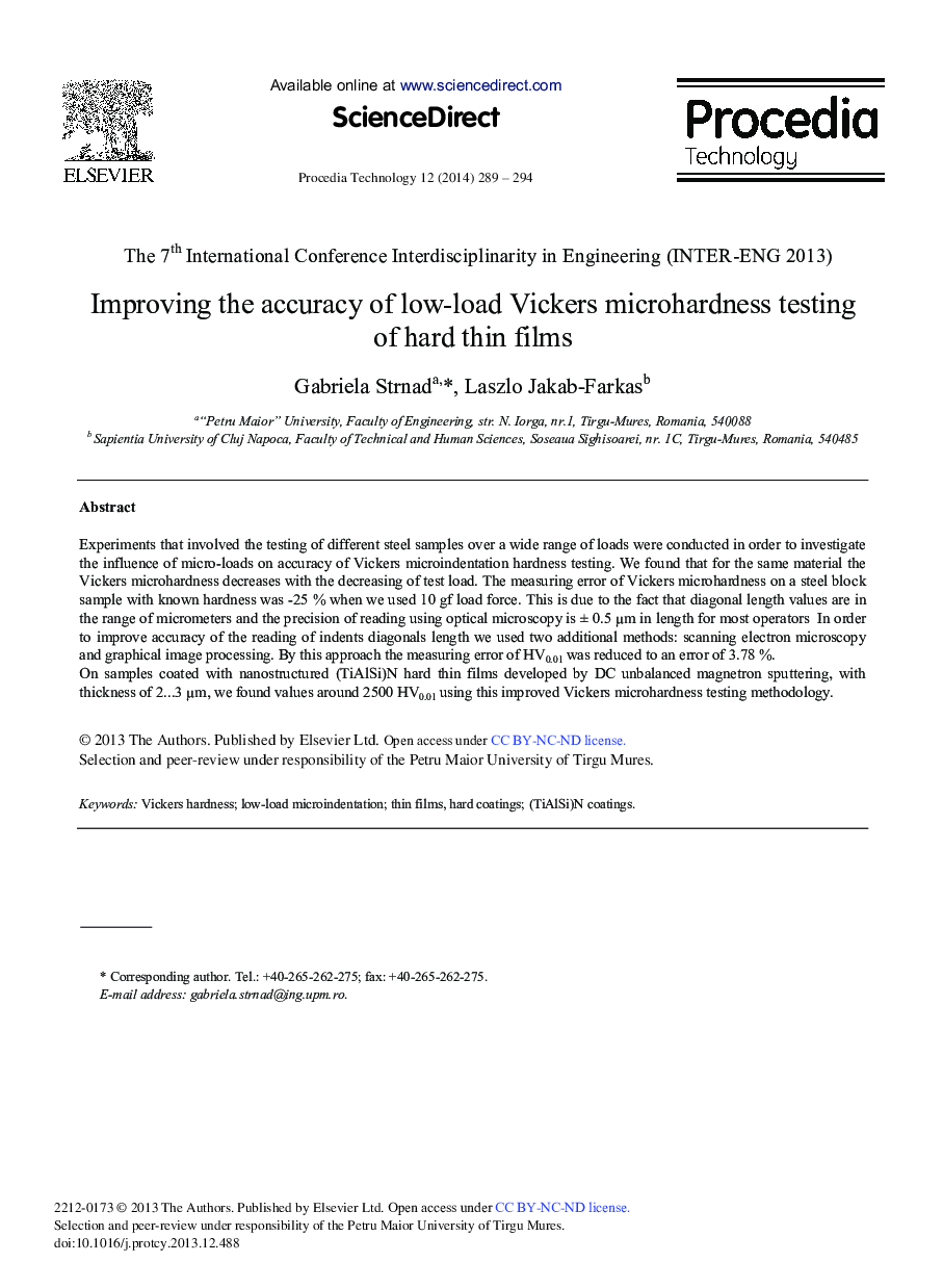 Improving the Accuracy of Low-load Vickers Microhardness Testing of Hard Thin Films 