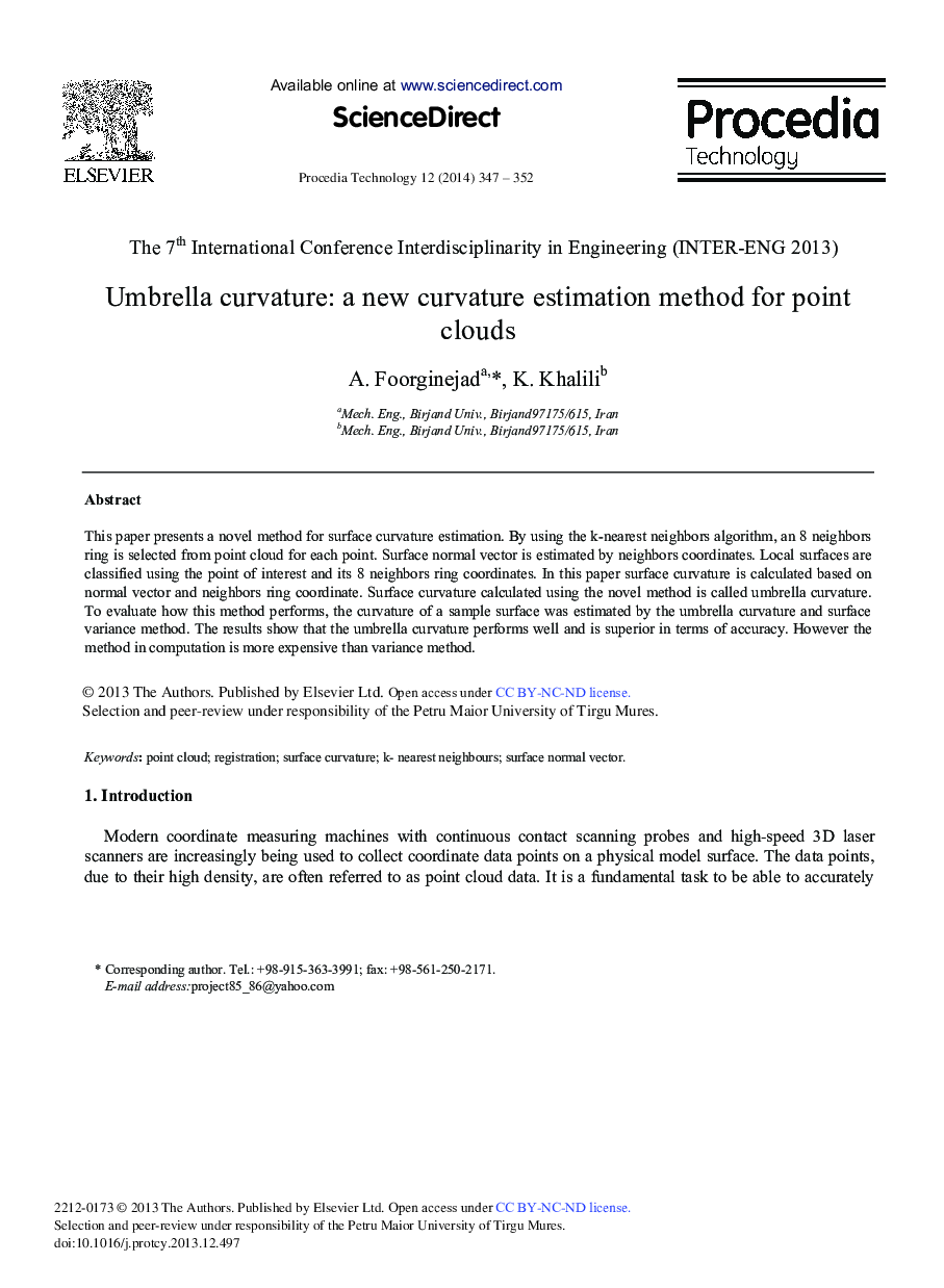 Umbrella Curvature: A New Curvature Estimation Method for Point Clouds 