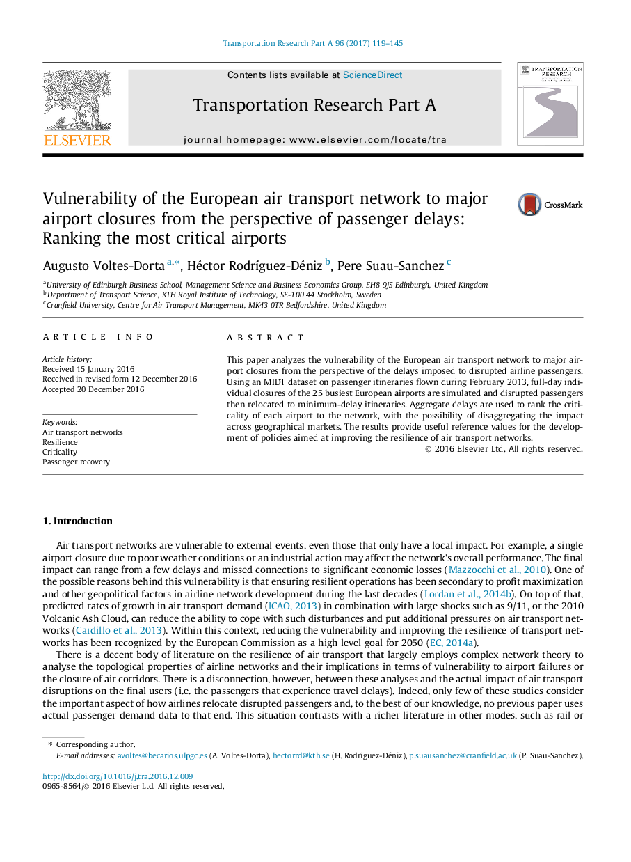 Vulnerability of the European air transport network to major airport closures from the perspective of passenger delays: Ranking the most critical airports