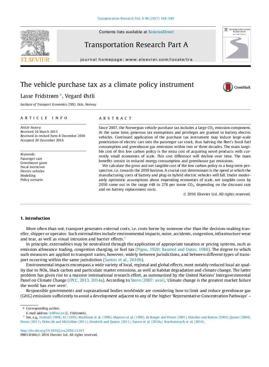 The vehicle purchase tax as a climate policy instrument