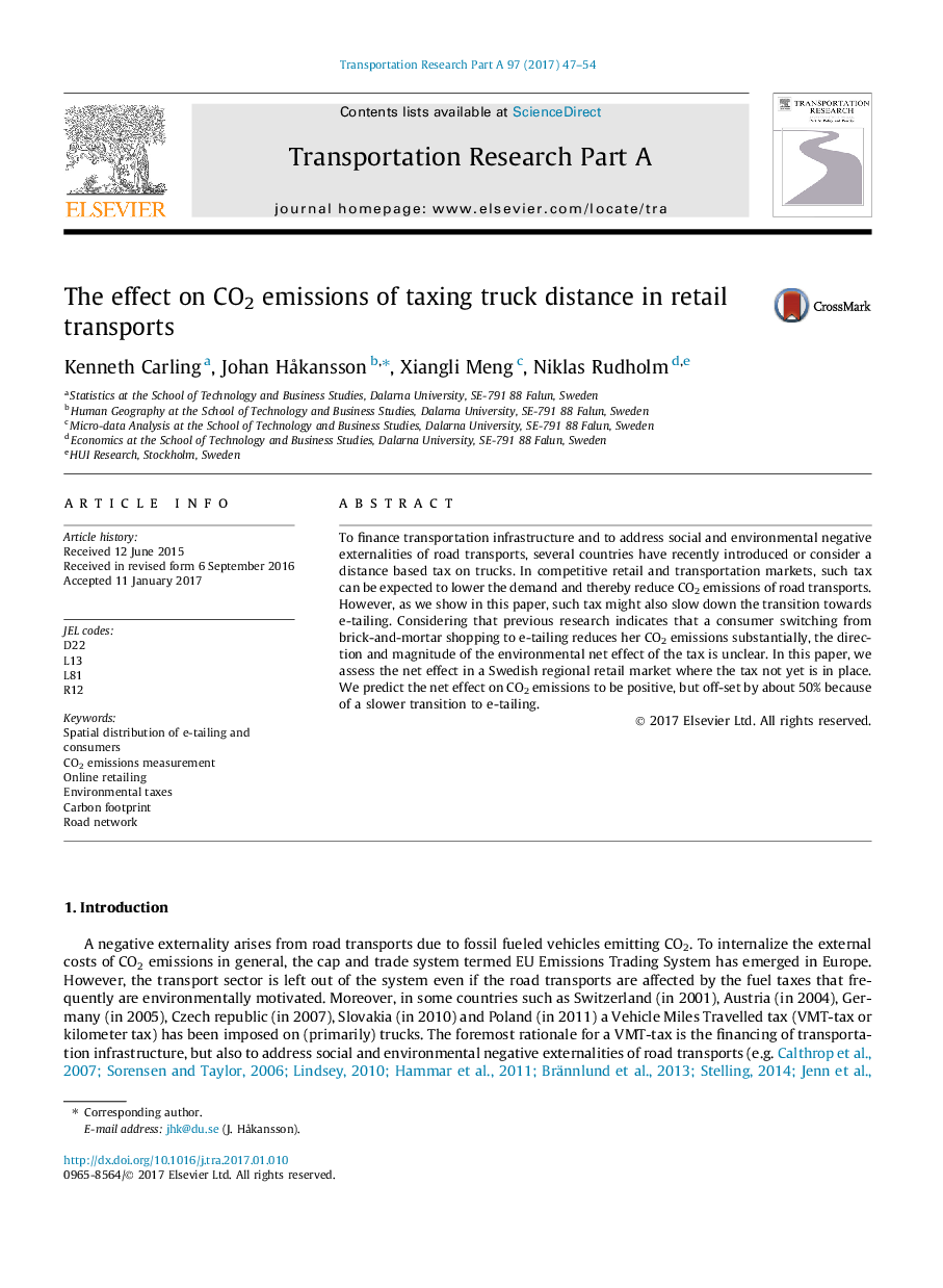 The effect on CO2 emissions of taxing truck distance in retail transports