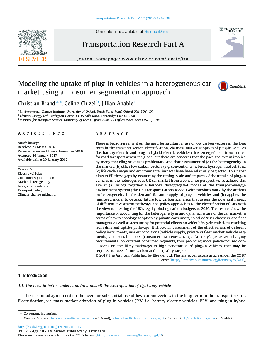 Modeling the uptake of plug-in vehicles in a heterogeneous car market using a consumer segmentation approach