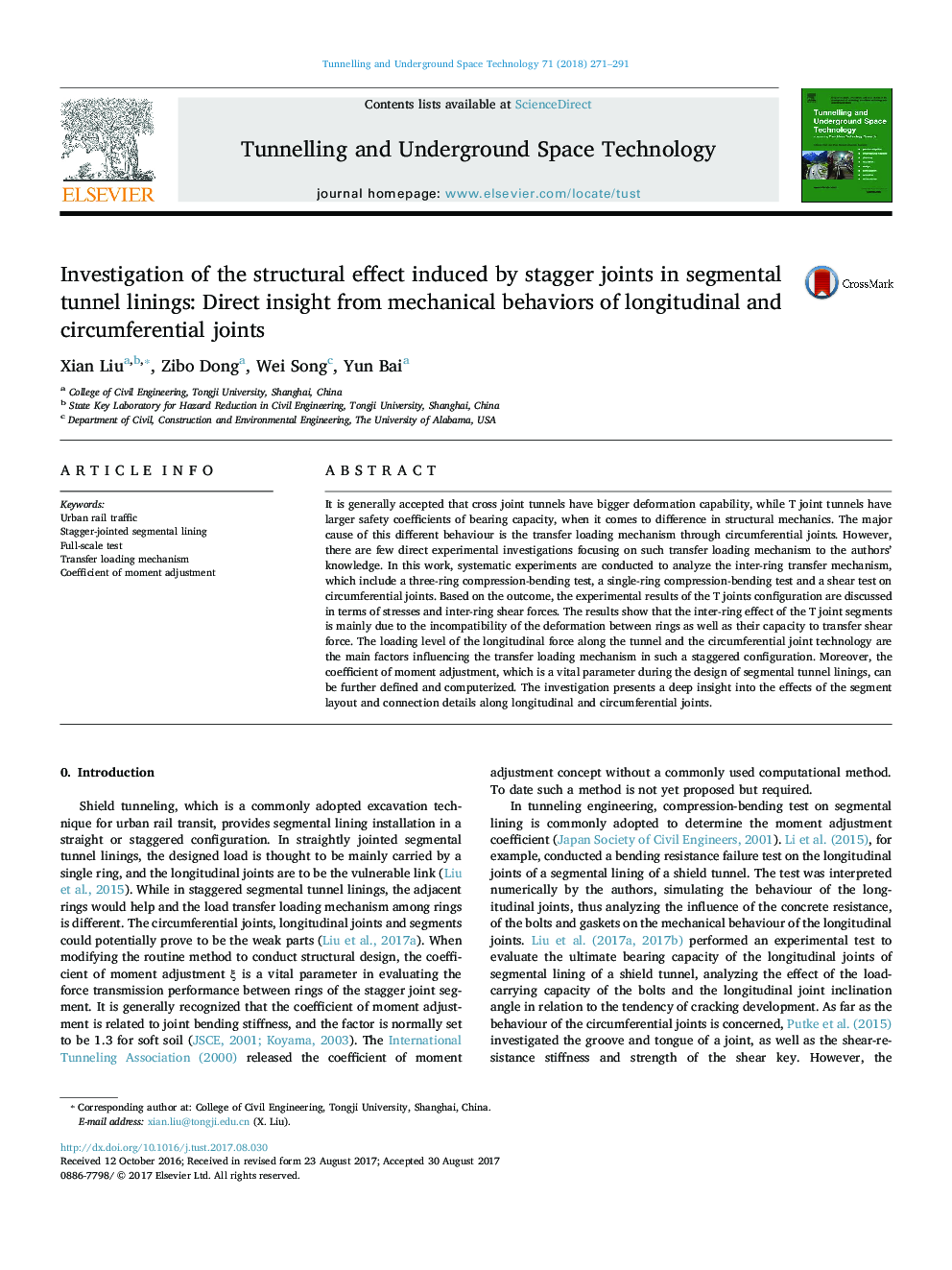 Investigation of the structural effect induced by stagger joints in segmental tunnel linings: Direct insight from mechanical behaviors of longitudinal and circumferential joints