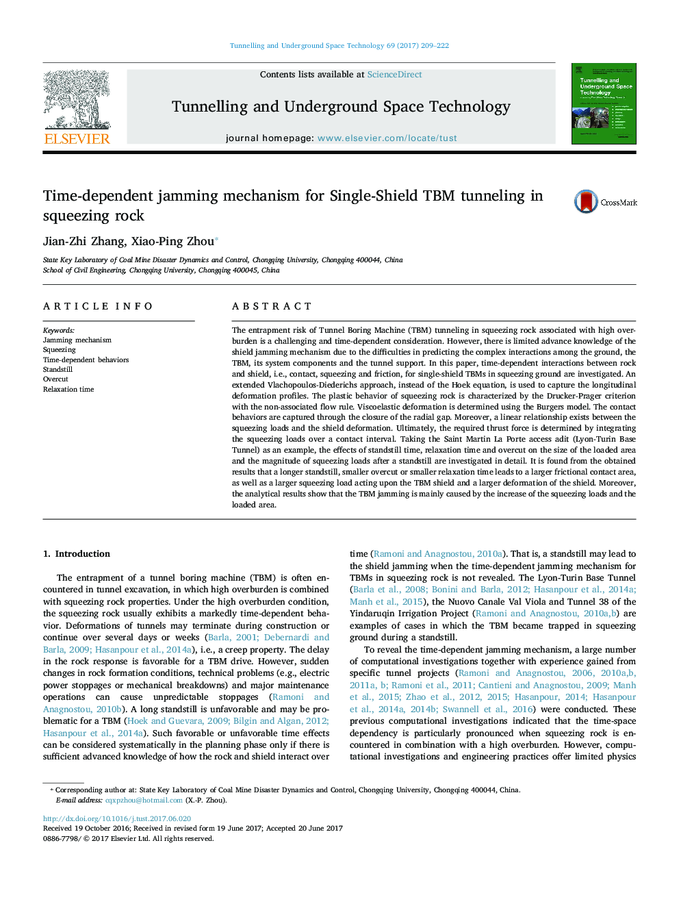 Time-dependent jamming mechanism for Single-Shield TBM tunneling in squeezing rock