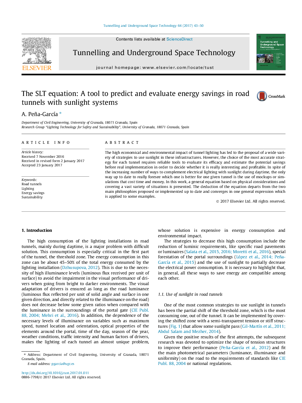 The SLT equation: A tool to predict and evaluate energy savings in road tunnels with sunlight systems