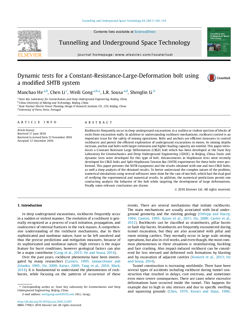 Dynamic tests for a Constant-Resistance-Large-Deformation bolt using a modified SHTB system