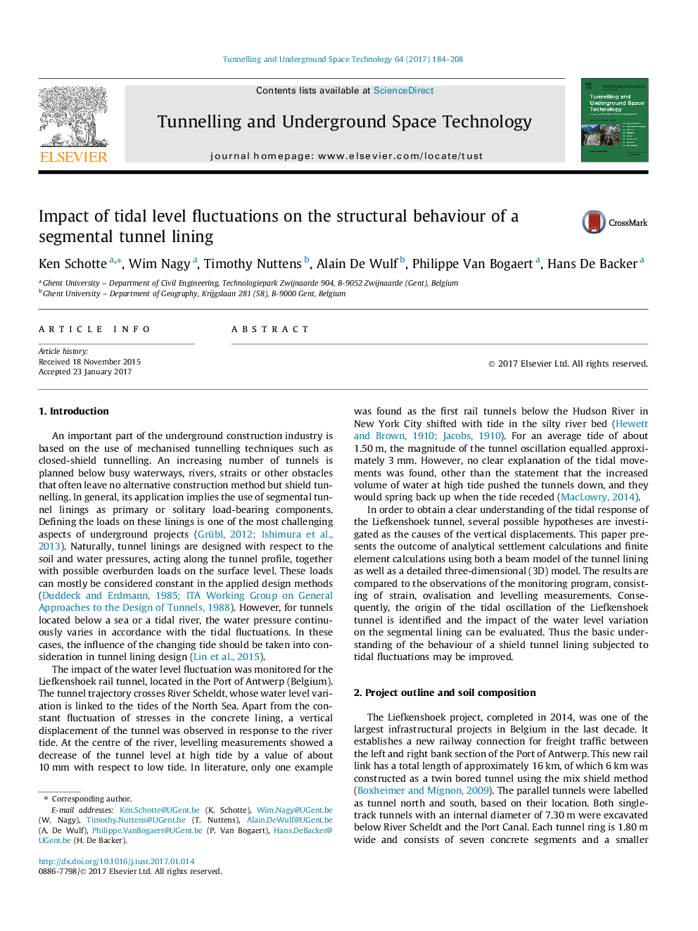 Impact of tidal level fluctuations on the structural behaviour of a segmental tunnel lining