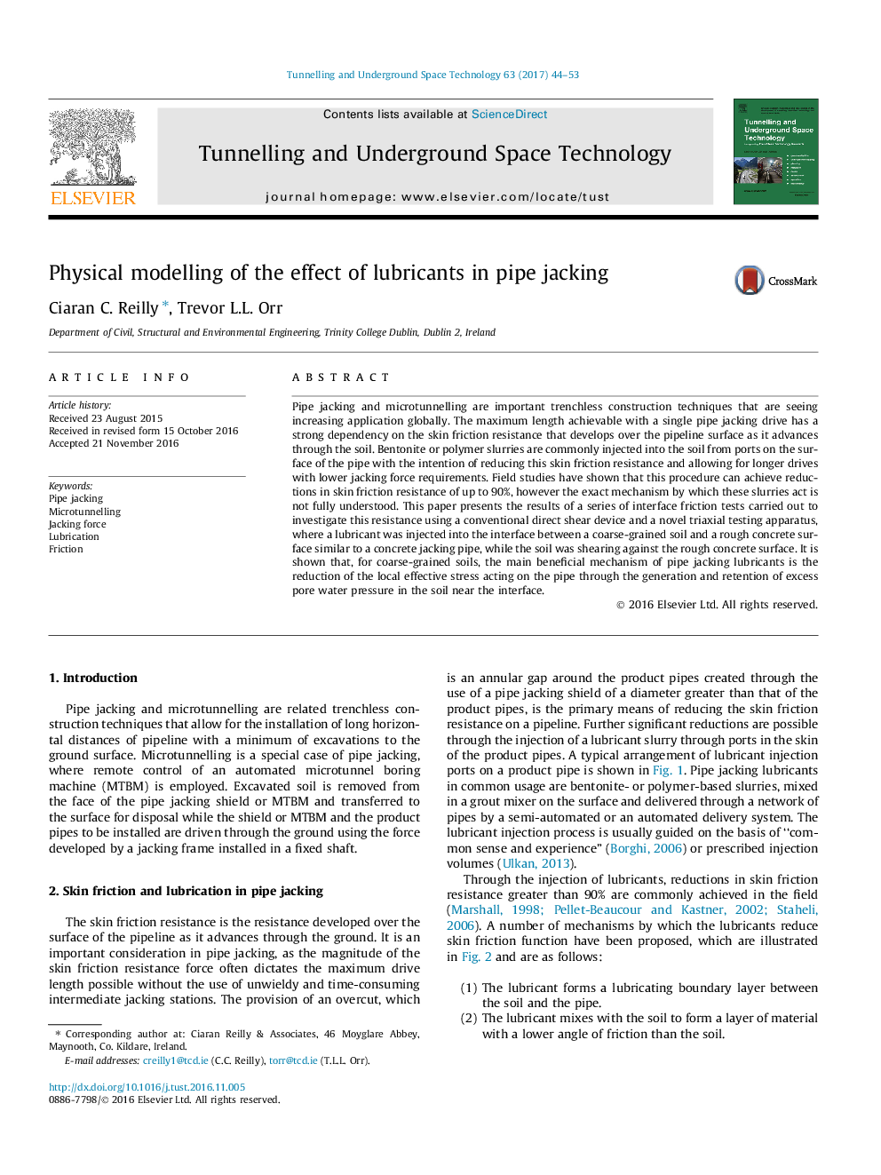 Physical modelling of the effect of lubricants in pipe jacking