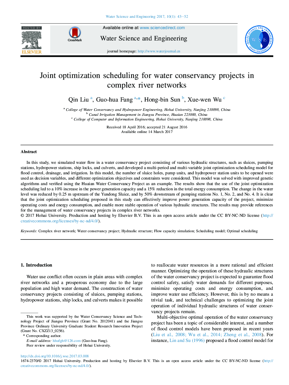 Joint optimization scheduling for water conservancy projects in complexÂ river networks