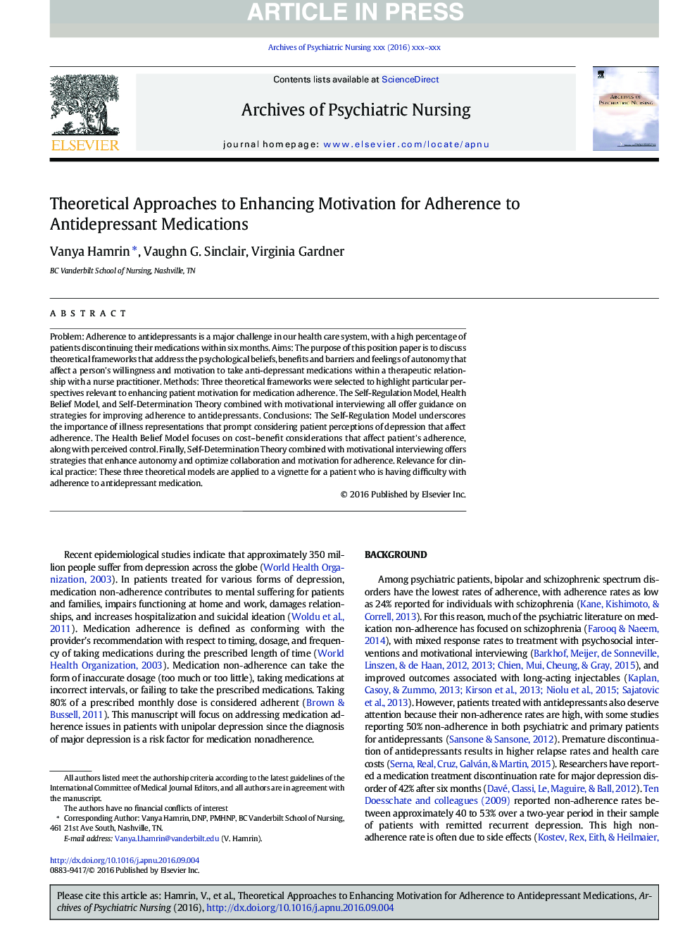 Theoretical Approaches to Enhancing Motivation for Adherence to Antidepressant Medications