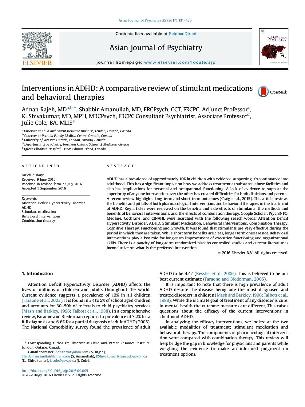 Interventions in ADHD: A comparative review of stimulant medications and behavioral therapies