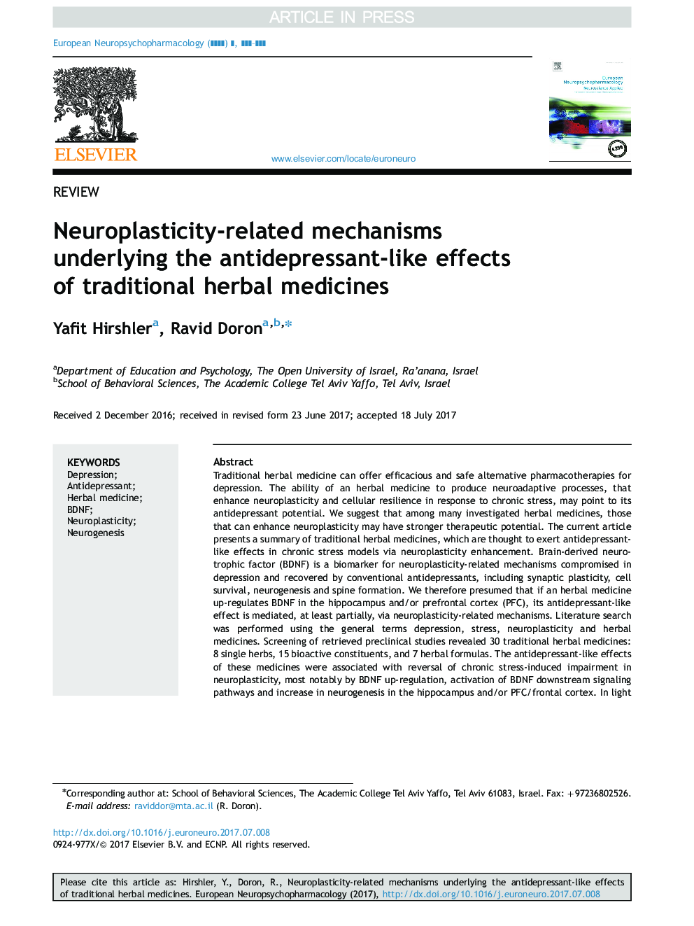 Neuroplasticity-related mechanisms underlying the antidepressant-like effects ofÂ traditional herbal medicines