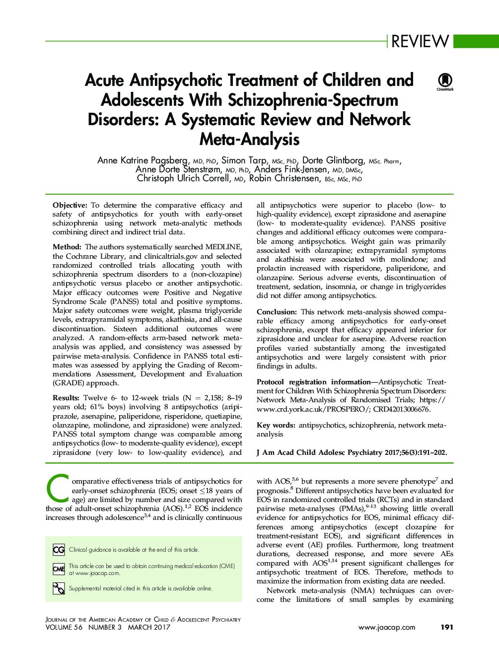 درمان ضد پیری آتی در کودکان و نوجوانان مبتلا به اختلالات اسکیزوفرنی: یک بررسی منظم و متاآنالیز شبکه 