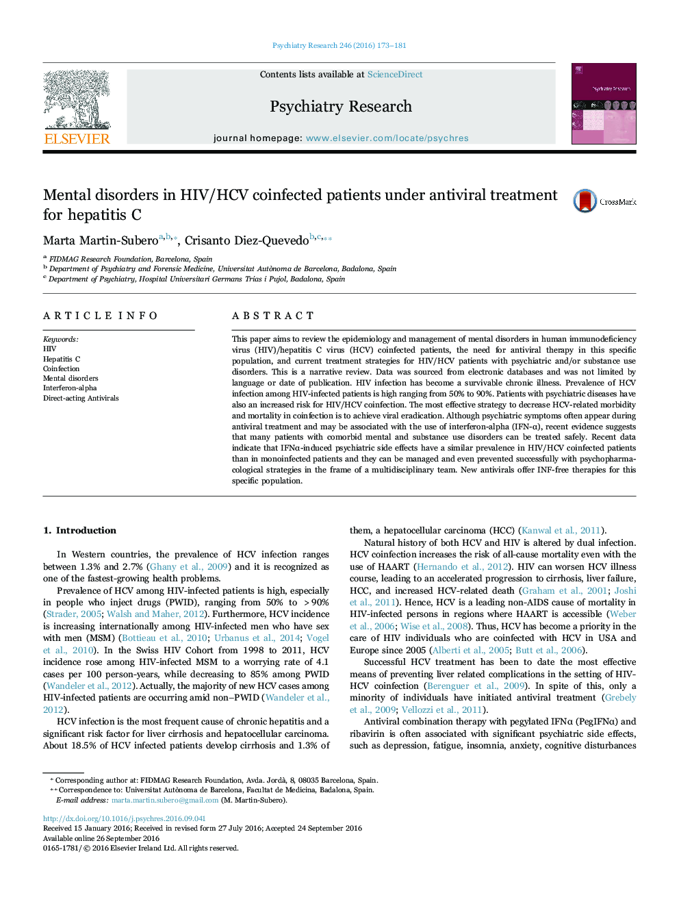 Mental disorders in HIV/HCV coinfected patients under antiviral treatment for hepatitis C