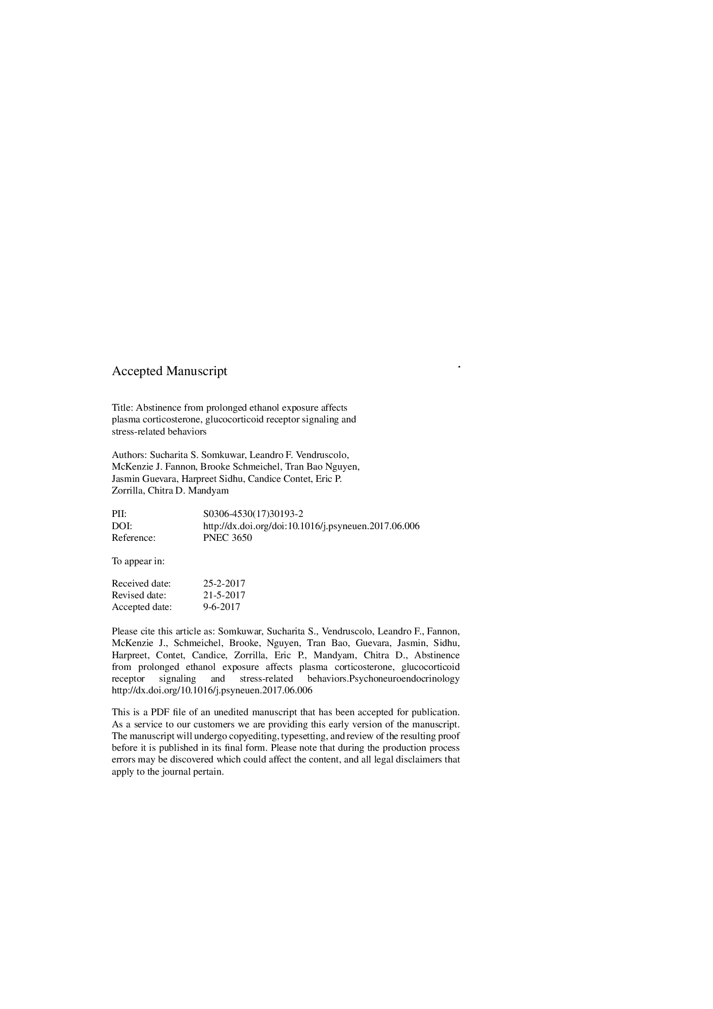 Abstinence from prolonged ethanol exposure affects plasma corticosterone, glucocorticoid receptor signaling and stress-related behaviors