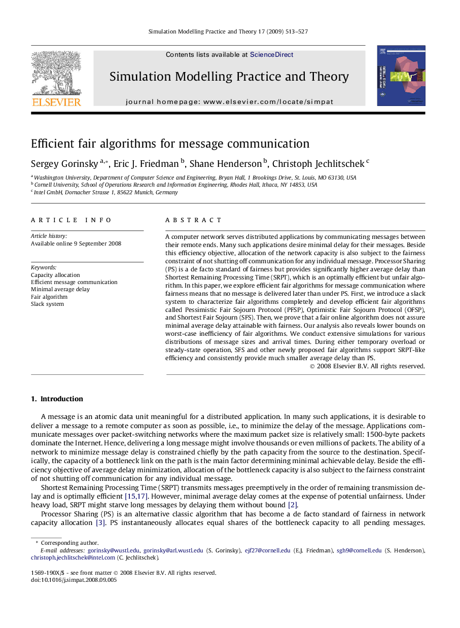 Efficient fair algorithms for message communication