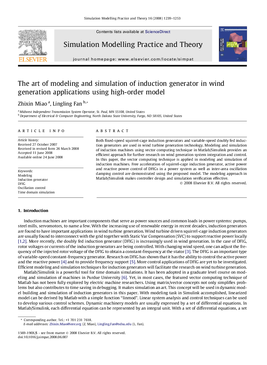 The art of modeling and simulation of induction generator in wind generation applications using high-order model