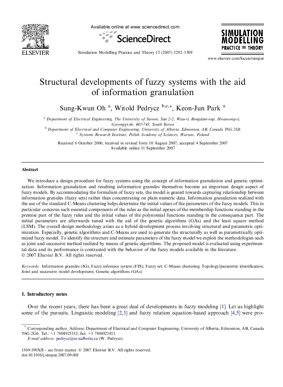 Structural developments of fuzzy systems with the aid of information granulation