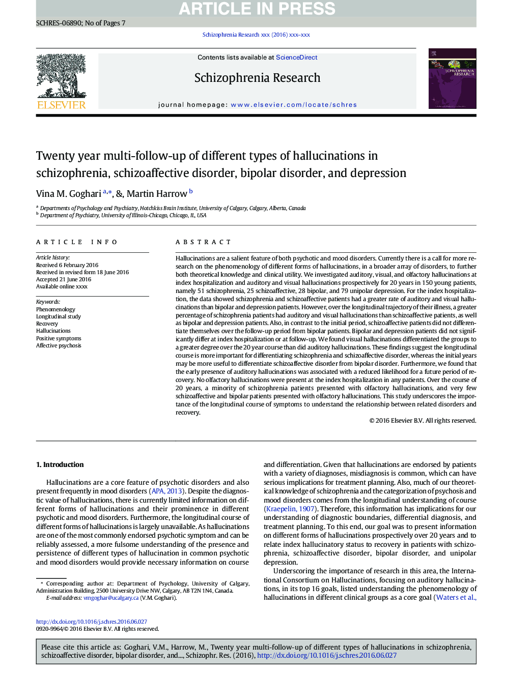 Twenty year multi-follow-up of different types of hallucinations in schizophrenia, schizoaffective disorder, bipolar disorder, and depression