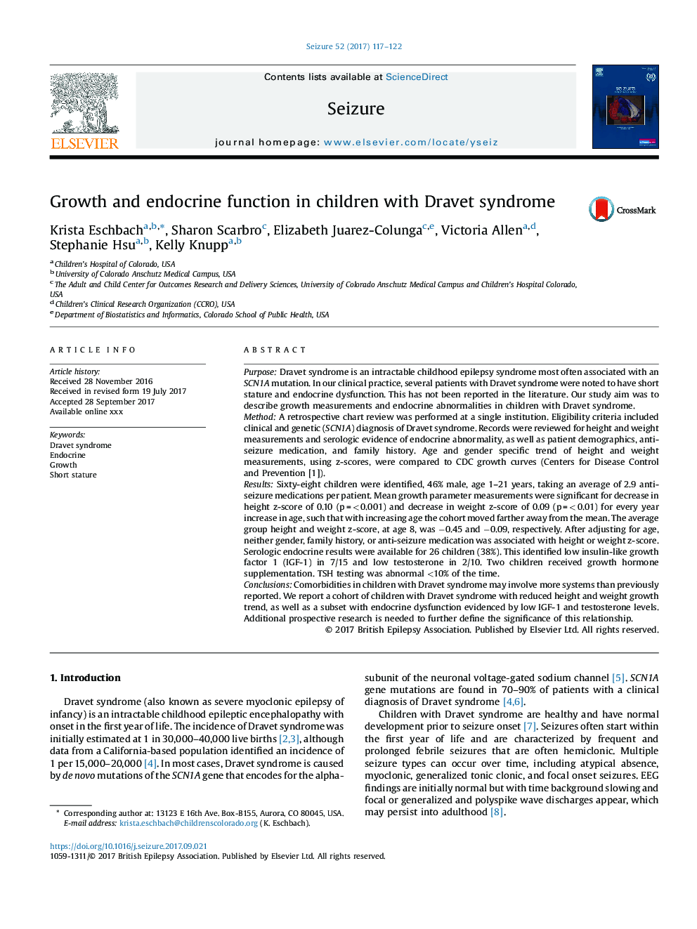 Growth and endocrine function in children with Dravet syndrome