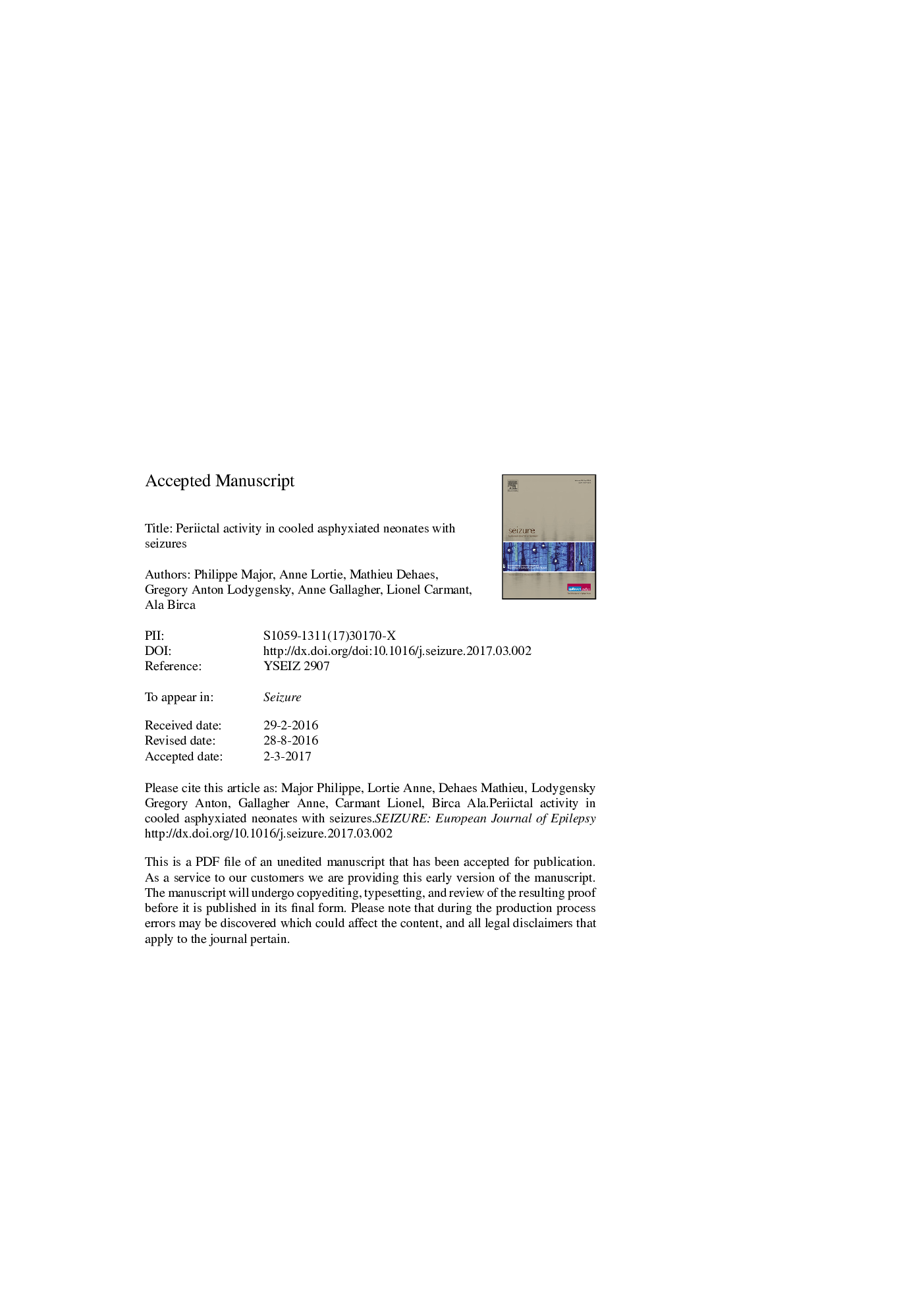 Periictal activity in cooled asphyxiated neonates with seizures