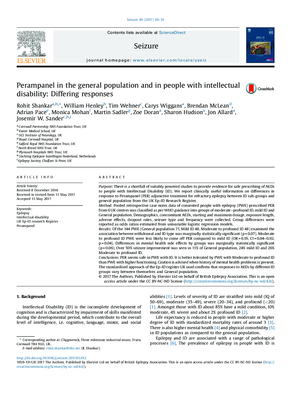 Perampanel in the general population and in people with intellectual disability: Differing responses