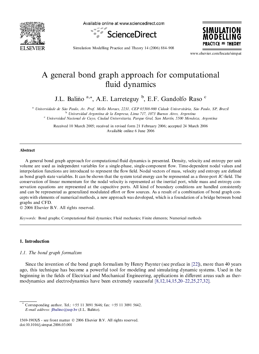 A general bond graph approach for computational fluid dynamics