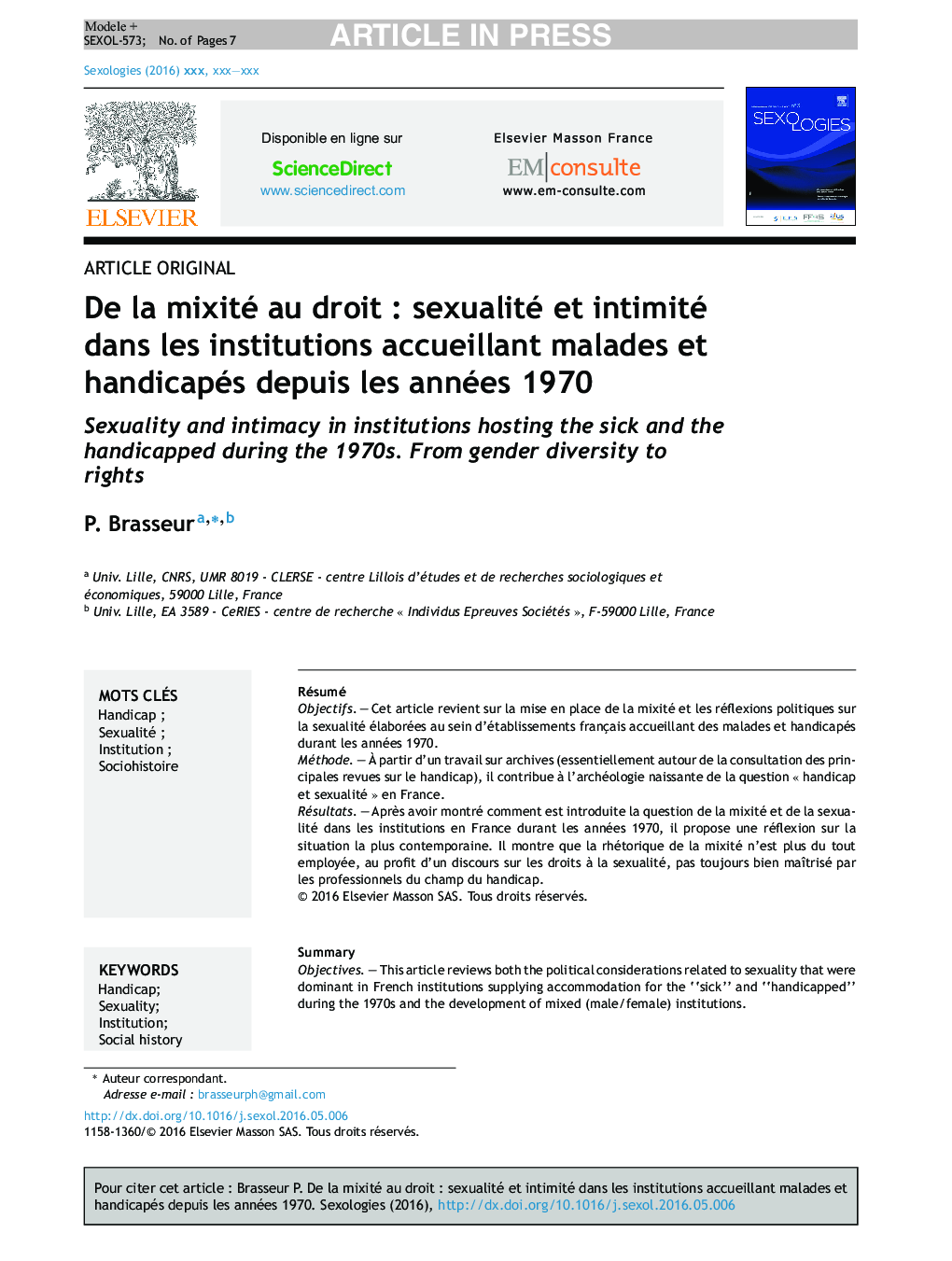 De la mixité au droitÂ : sexualité et intimité dans les institutions accueillant malades et handicapés depuis les annéesÂ 1970