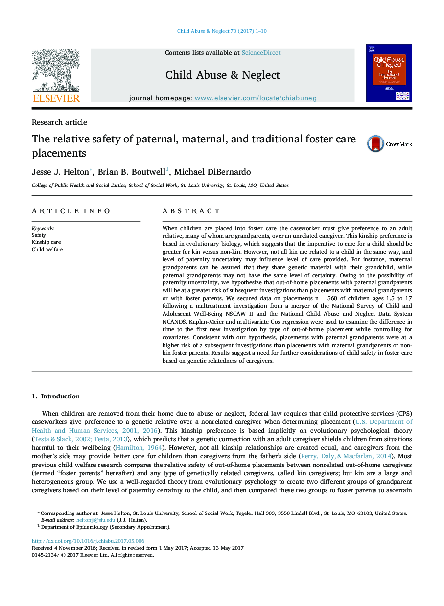 The relative safety of paternal, maternal, and traditional foster care placements