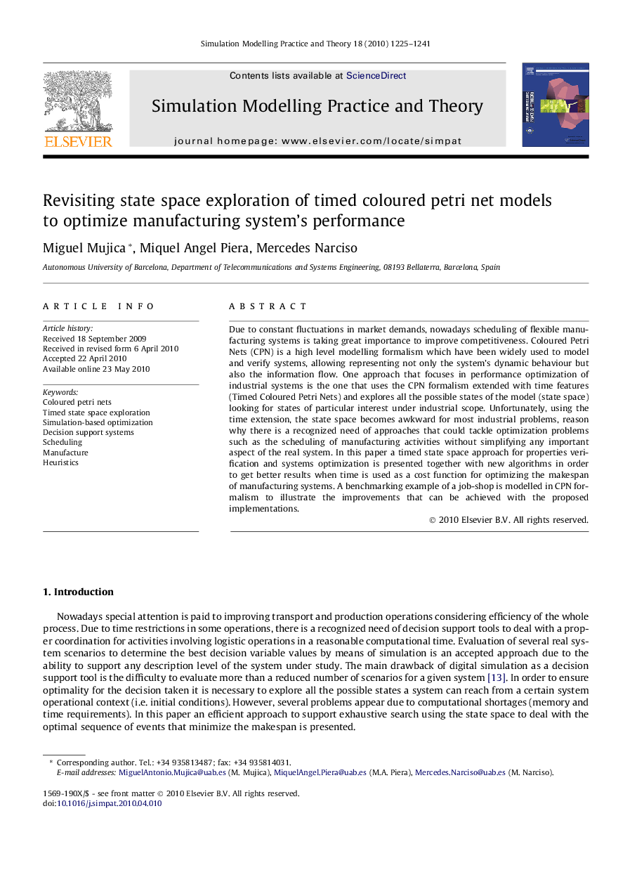 Revisiting state space exploration of timed coloured petri net models to optimize manufacturing system’s performance