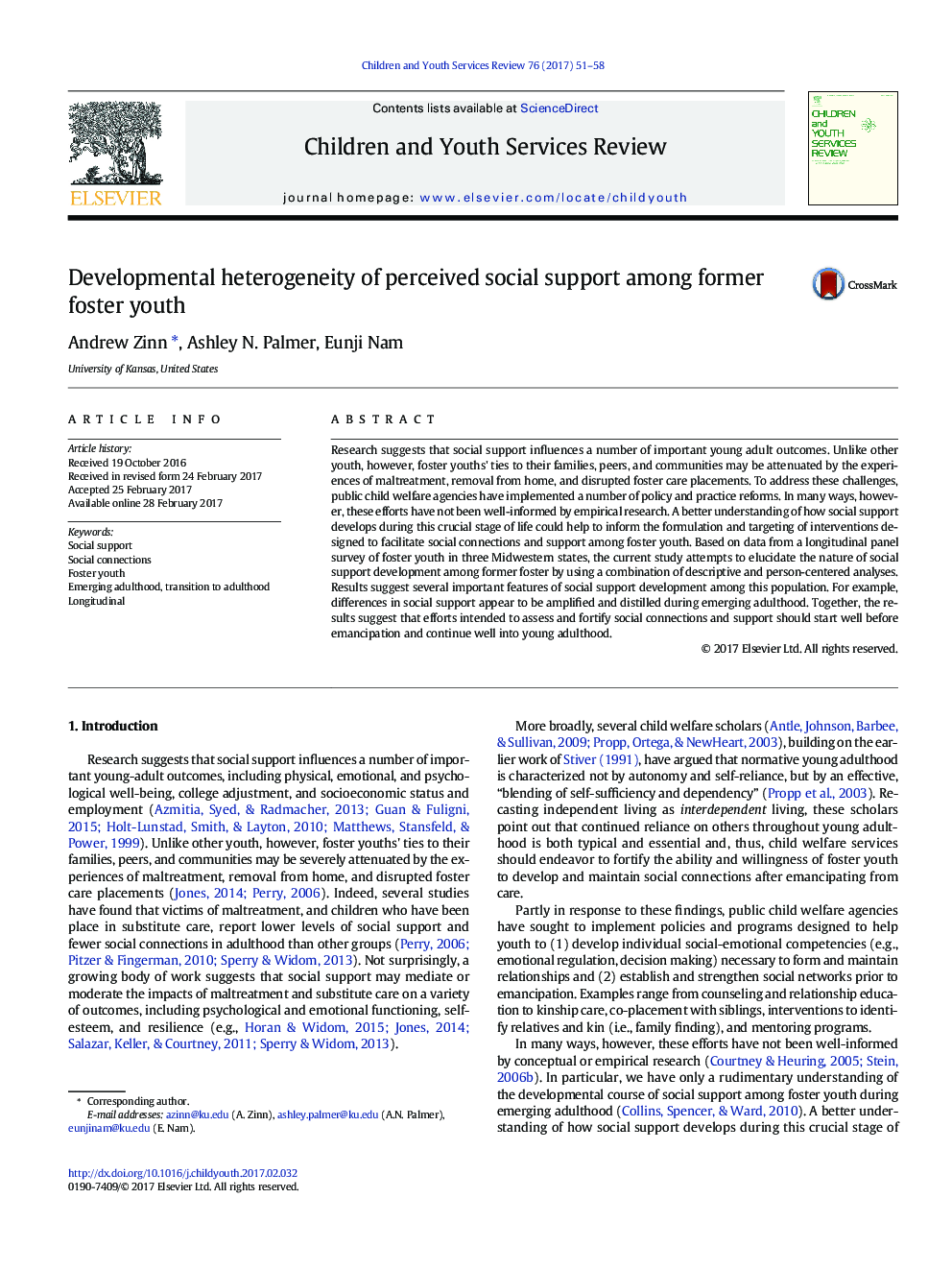 Developmental heterogeneity of perceived social support among former foster youth