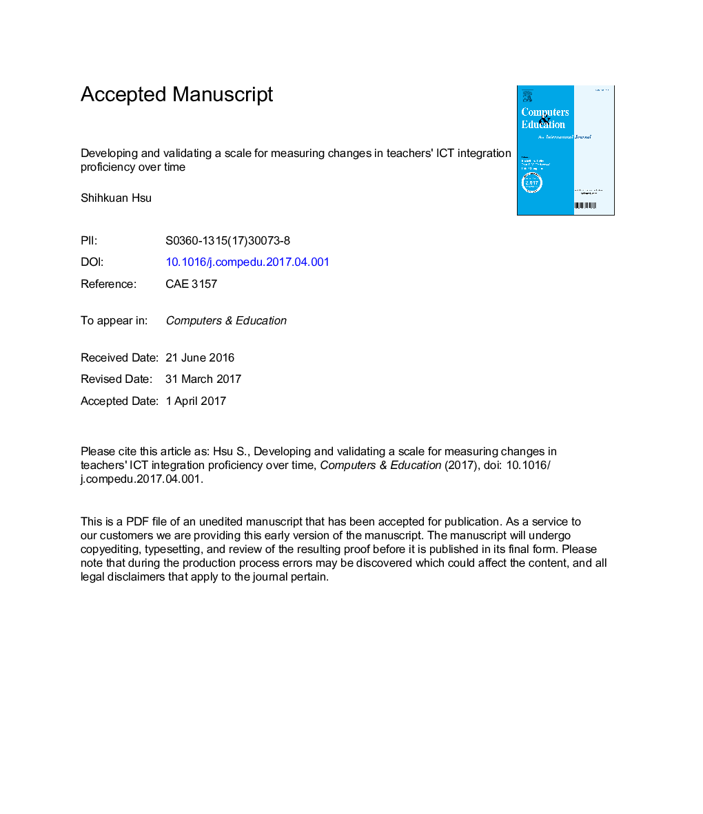 Developing and validating a scale for measuring changes in teachers' ICT integration proficiency over time