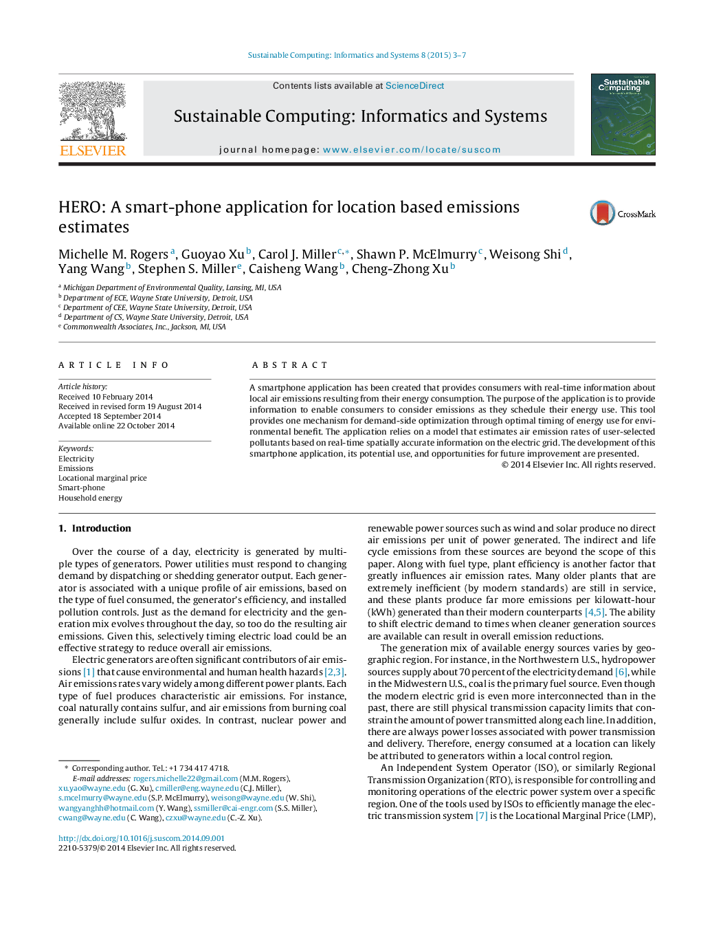 HERO: A smart-phone application for location based emissions estimates