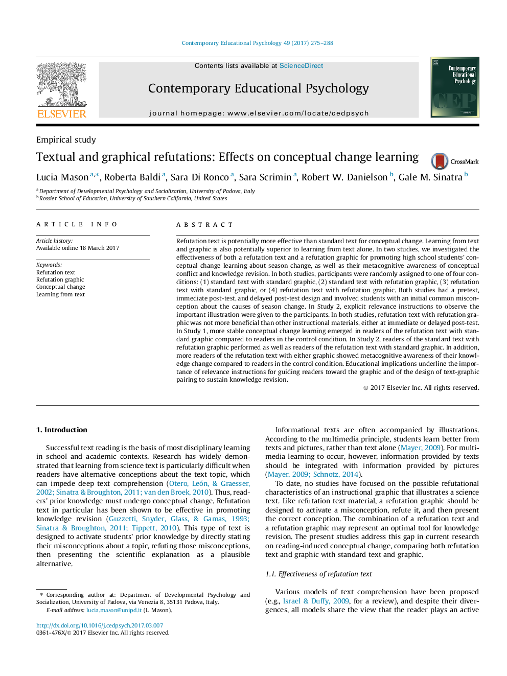 Textual and graphical refutations: Effects on conceptual change learning