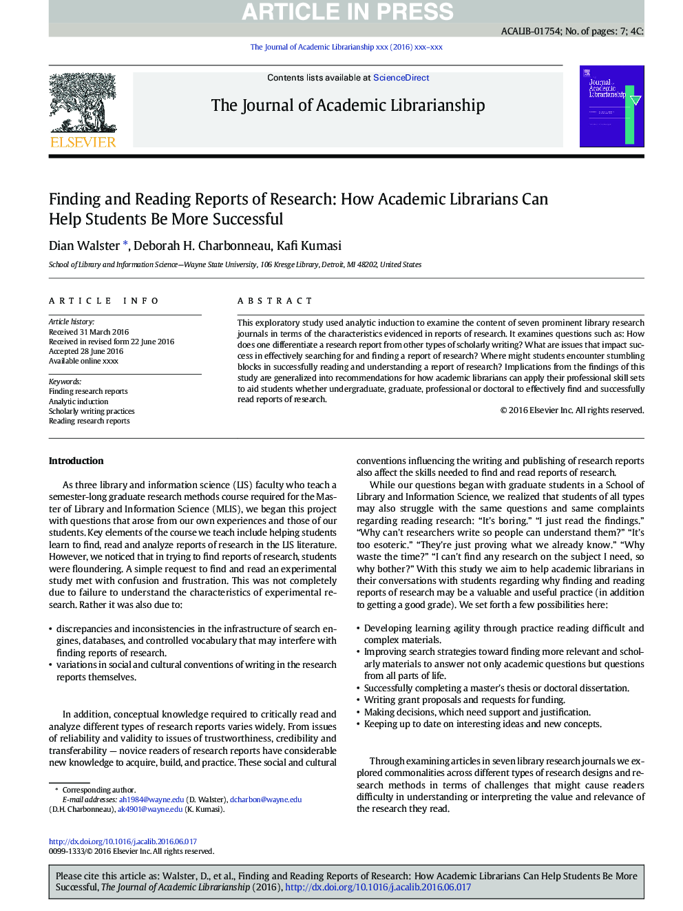 Finding and Reading Reports of Research: How Academic Librarians Can Help Students Be More Successful