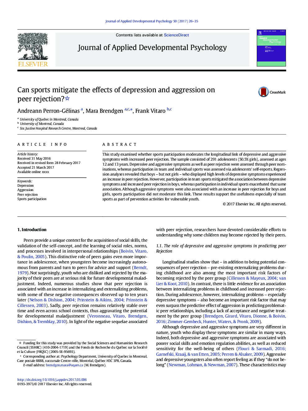 Can sports mitigate the effects of depression and aggression on peer rejection?