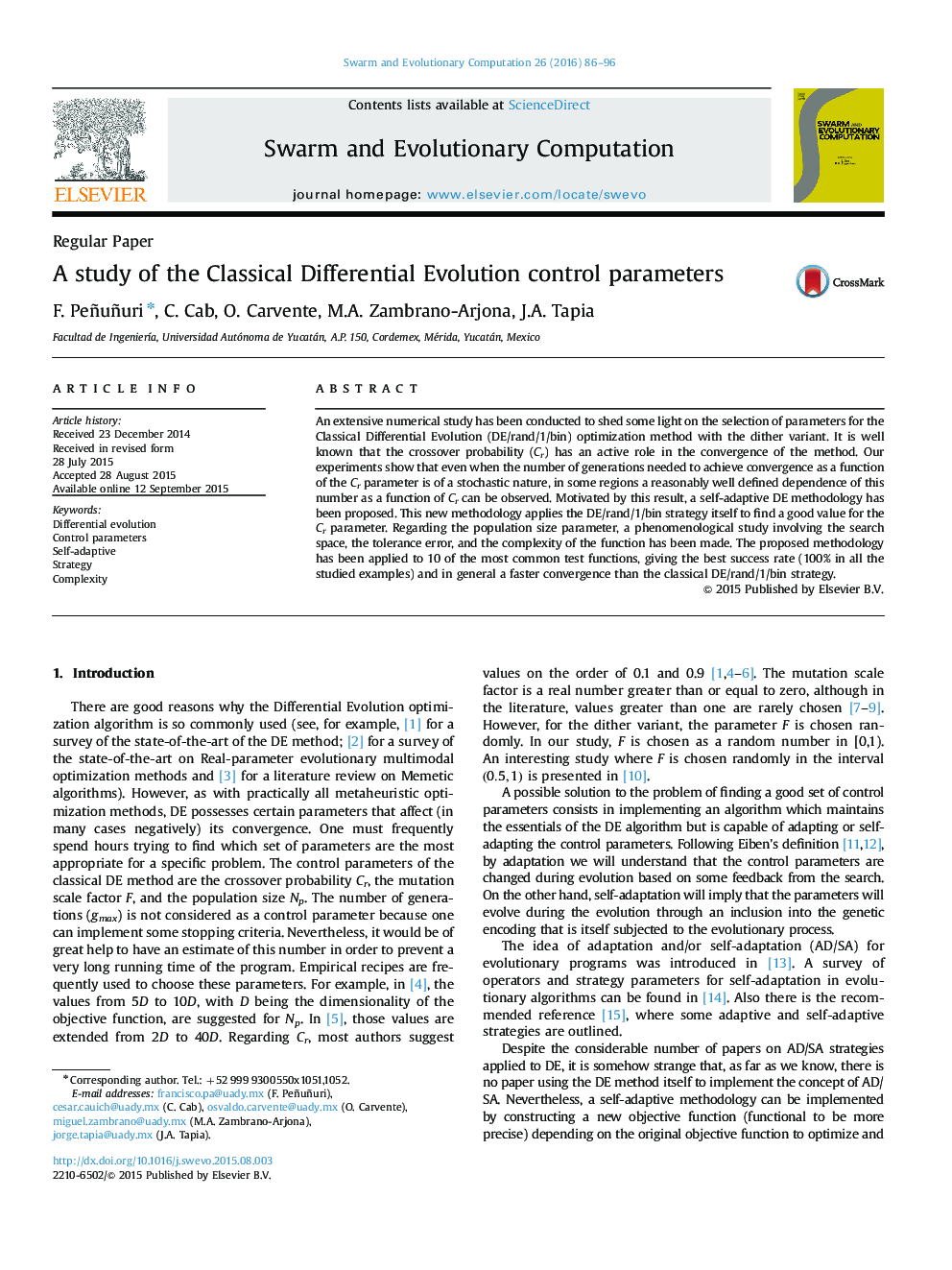 A study of the Classical Differential Evolution control parameters
