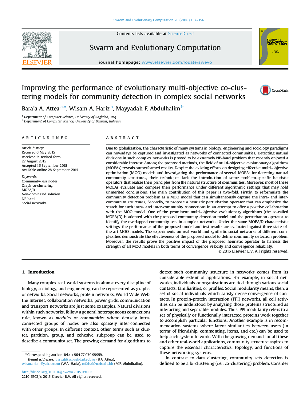 Improving the performance of evolutionary multi-objective co-clustering models for community detection in complex social networks