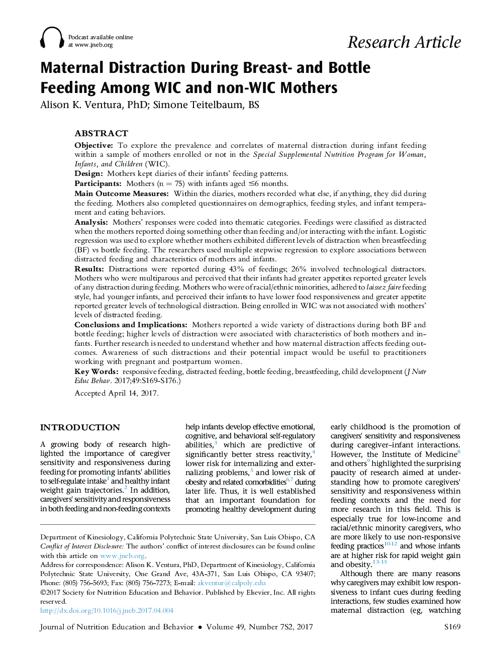 Maternal Distraction During Breast- and Bottle Feeding Among WIC and non-WIC Mothers
