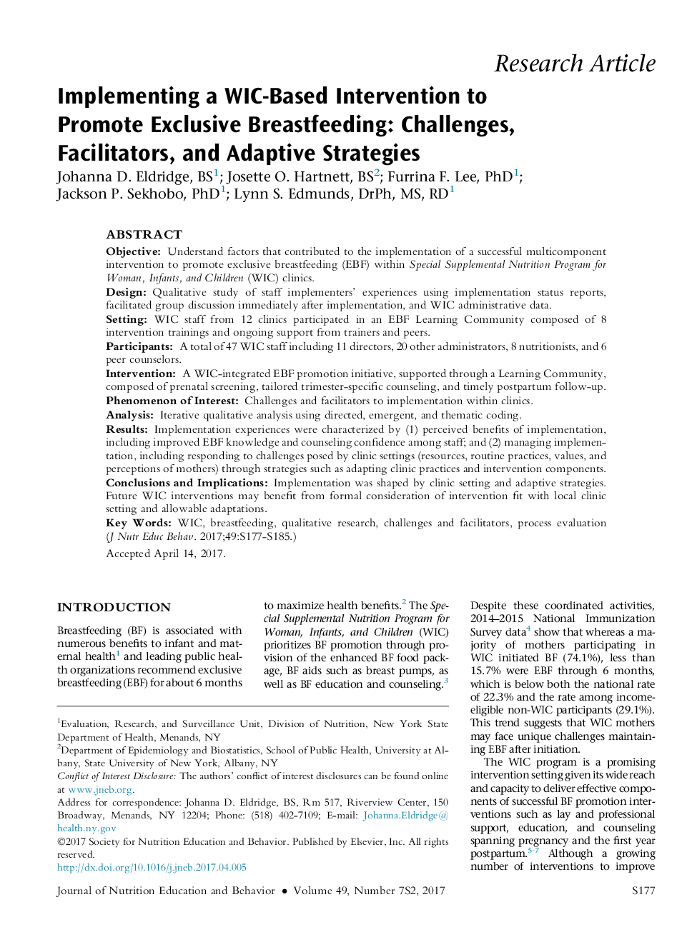 Implementing a WIC-Based Intervention to Promote Exclusive Breastfeeding: Challenges, Facilitators, and Adaptive Strategies