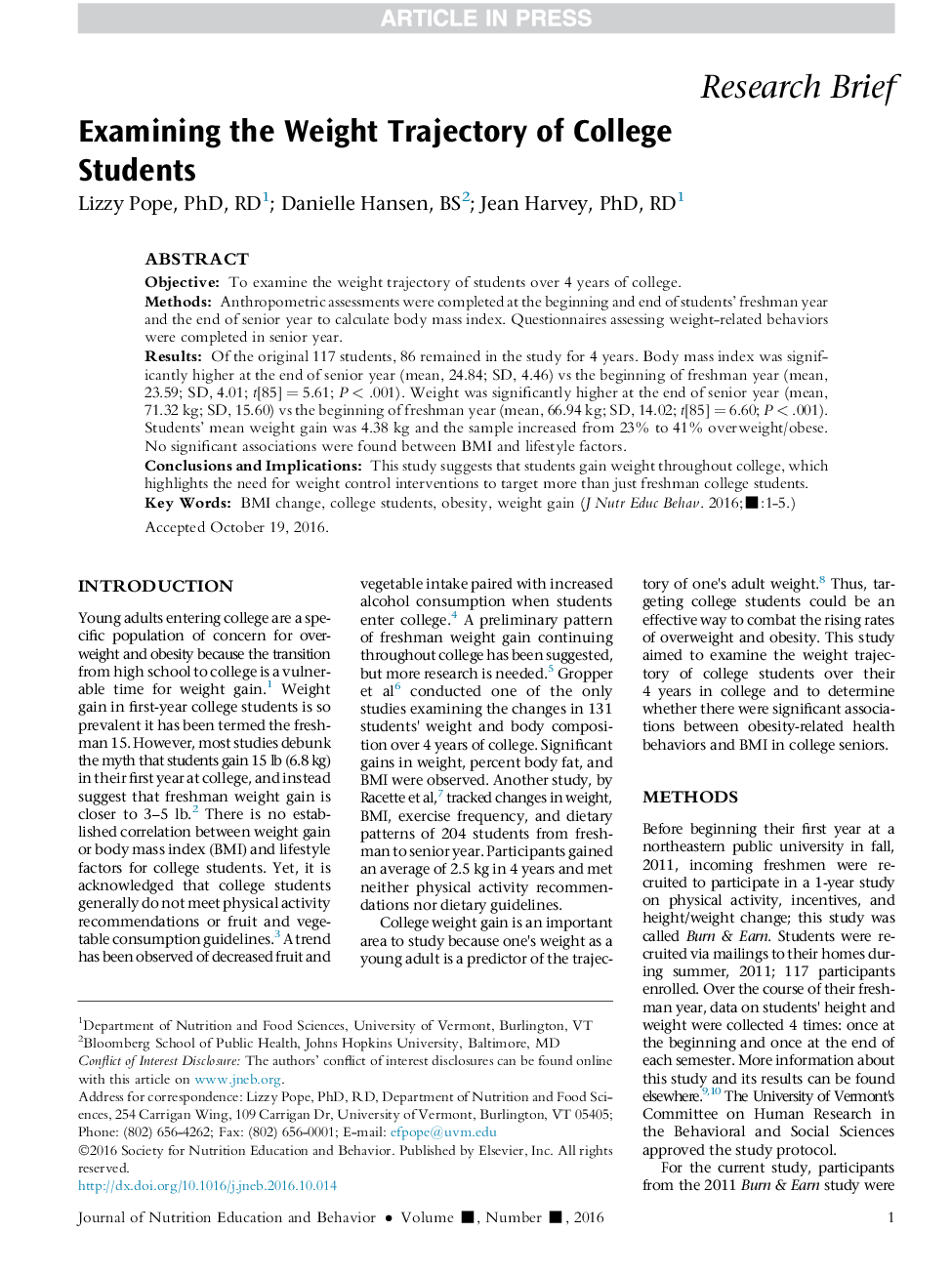 بررسی سیرۀ وزن دانشجویان کالج 