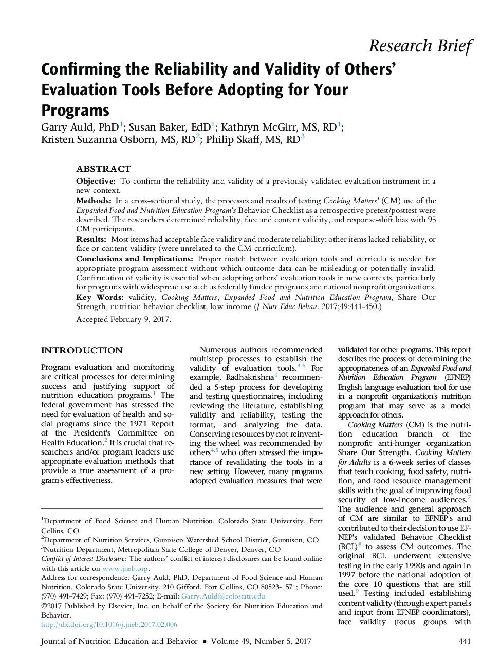 Confirming the Reliability and Validity of Others' Evaluation Tools Before Adopting for Your Programs