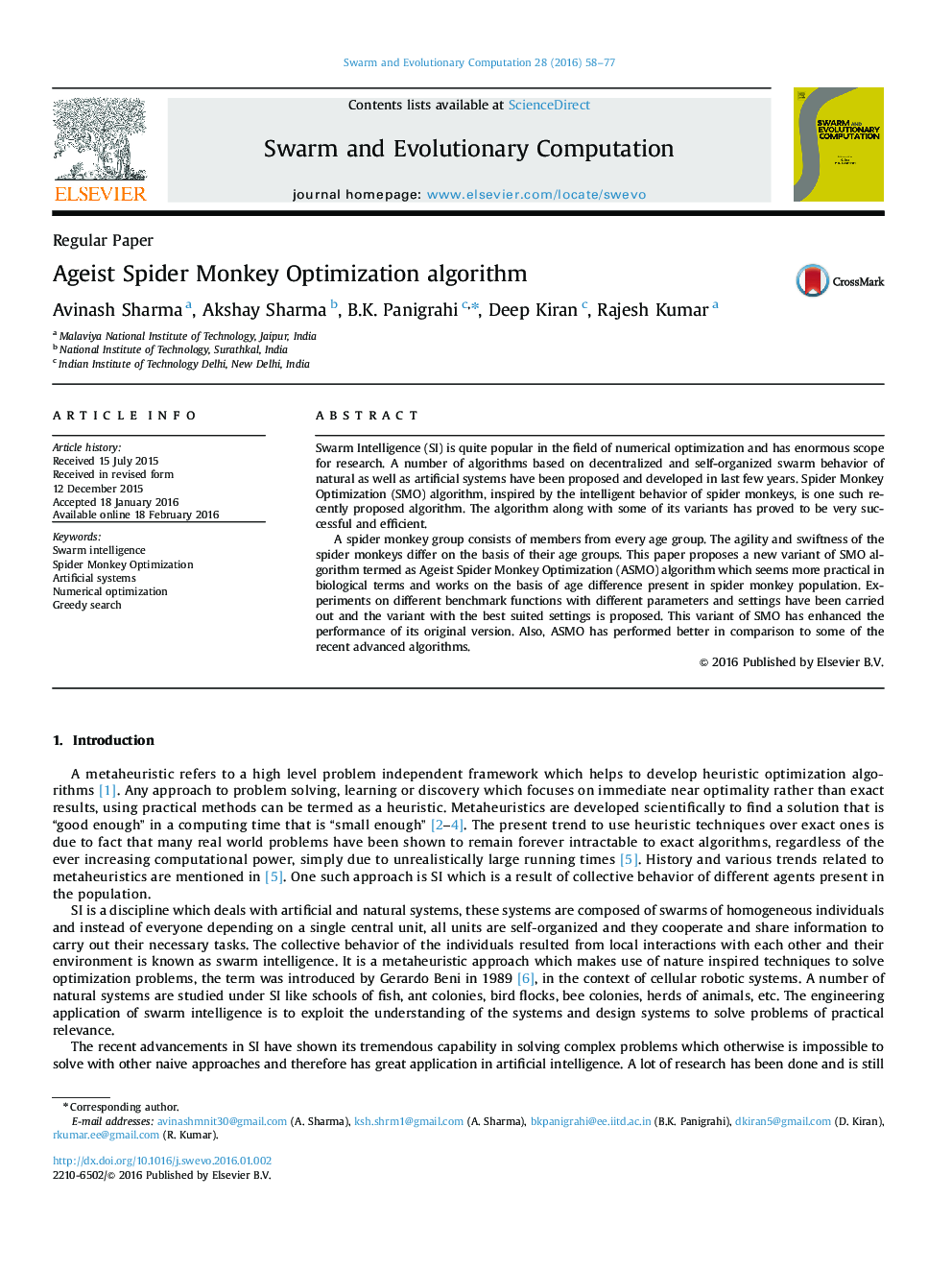 Ageist Spider Monkey Optimization algorithm