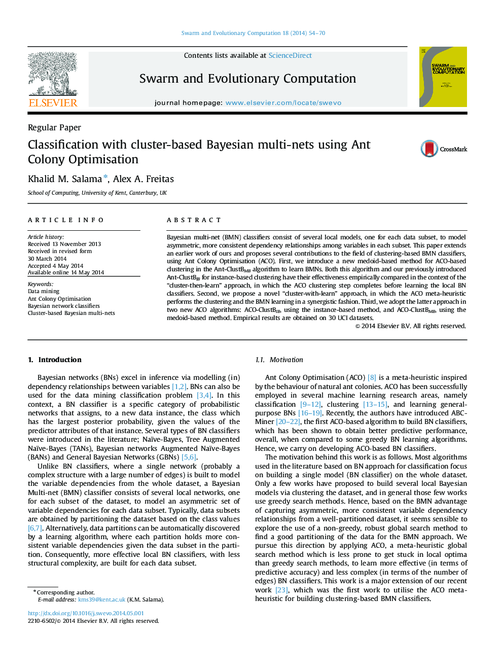 Classification with cluster-based Bayesian multi-nets using Ant Colony Optimisation