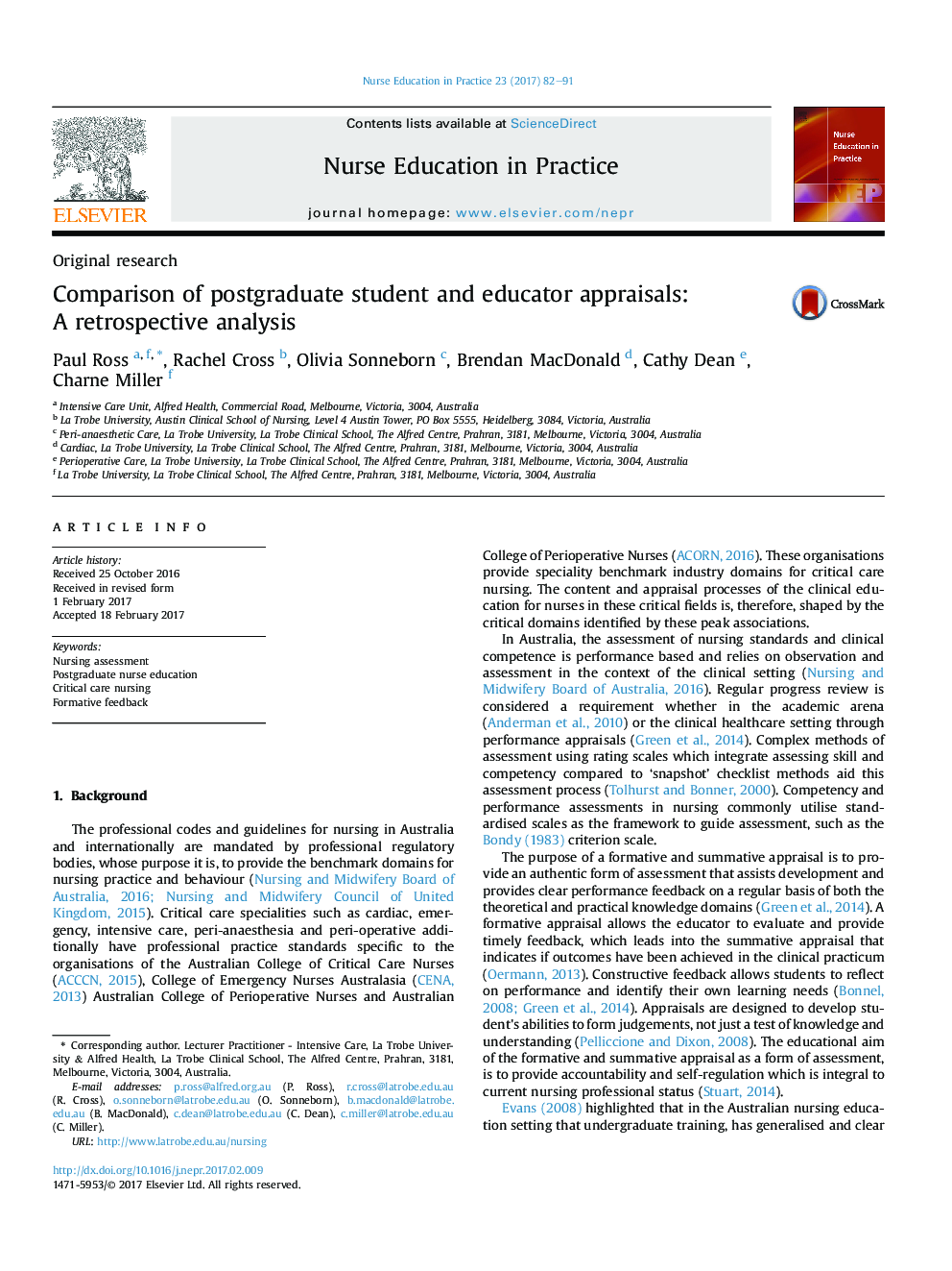 Comparison of postgraduate student and educator appraisals: AÂ retrospective analysis