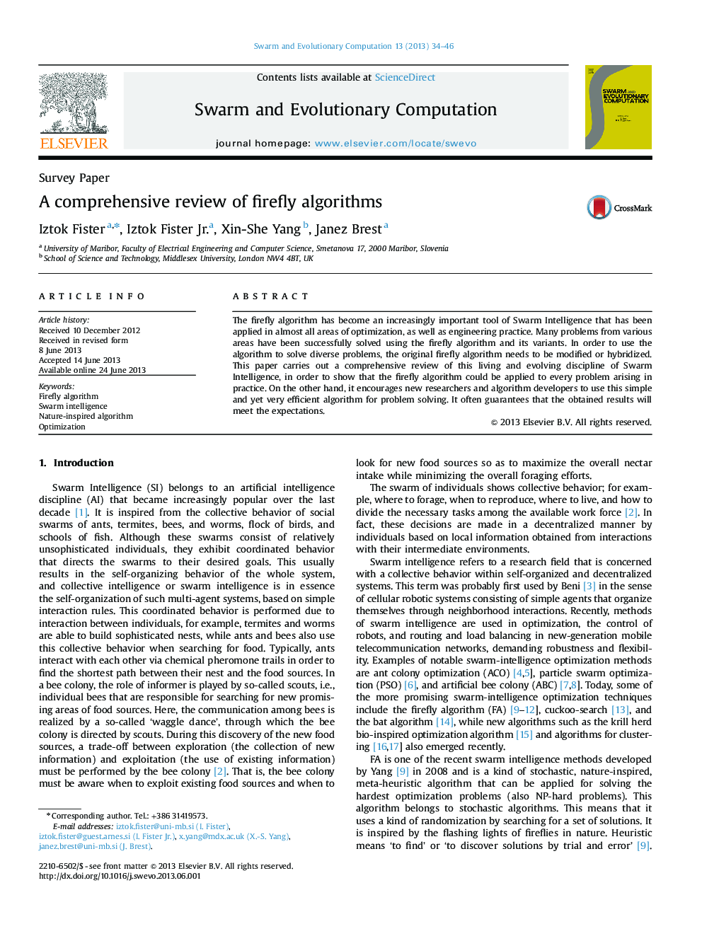 A comprehensive review of firefly algorithms