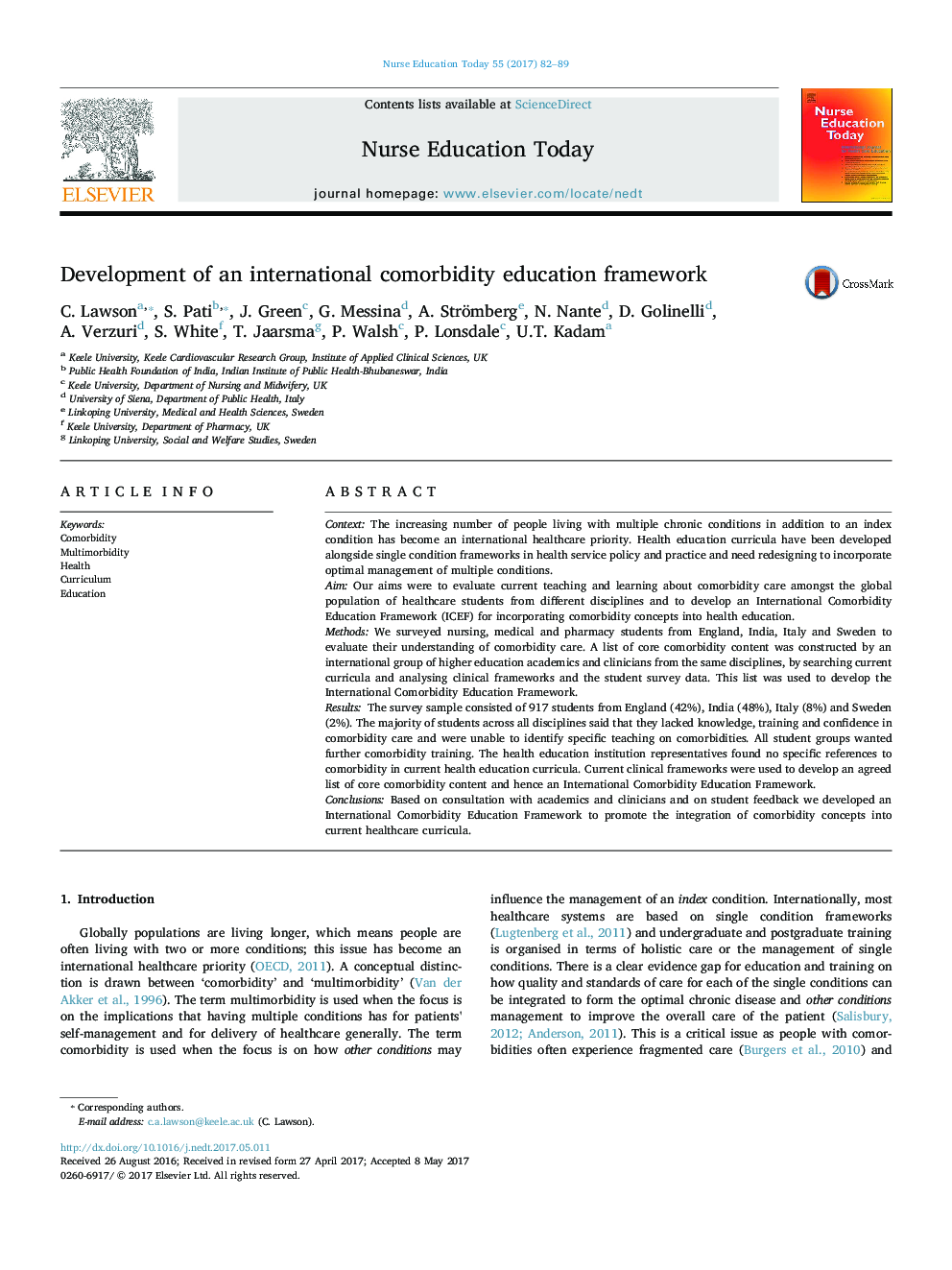 Development of an international comorbidity education framework