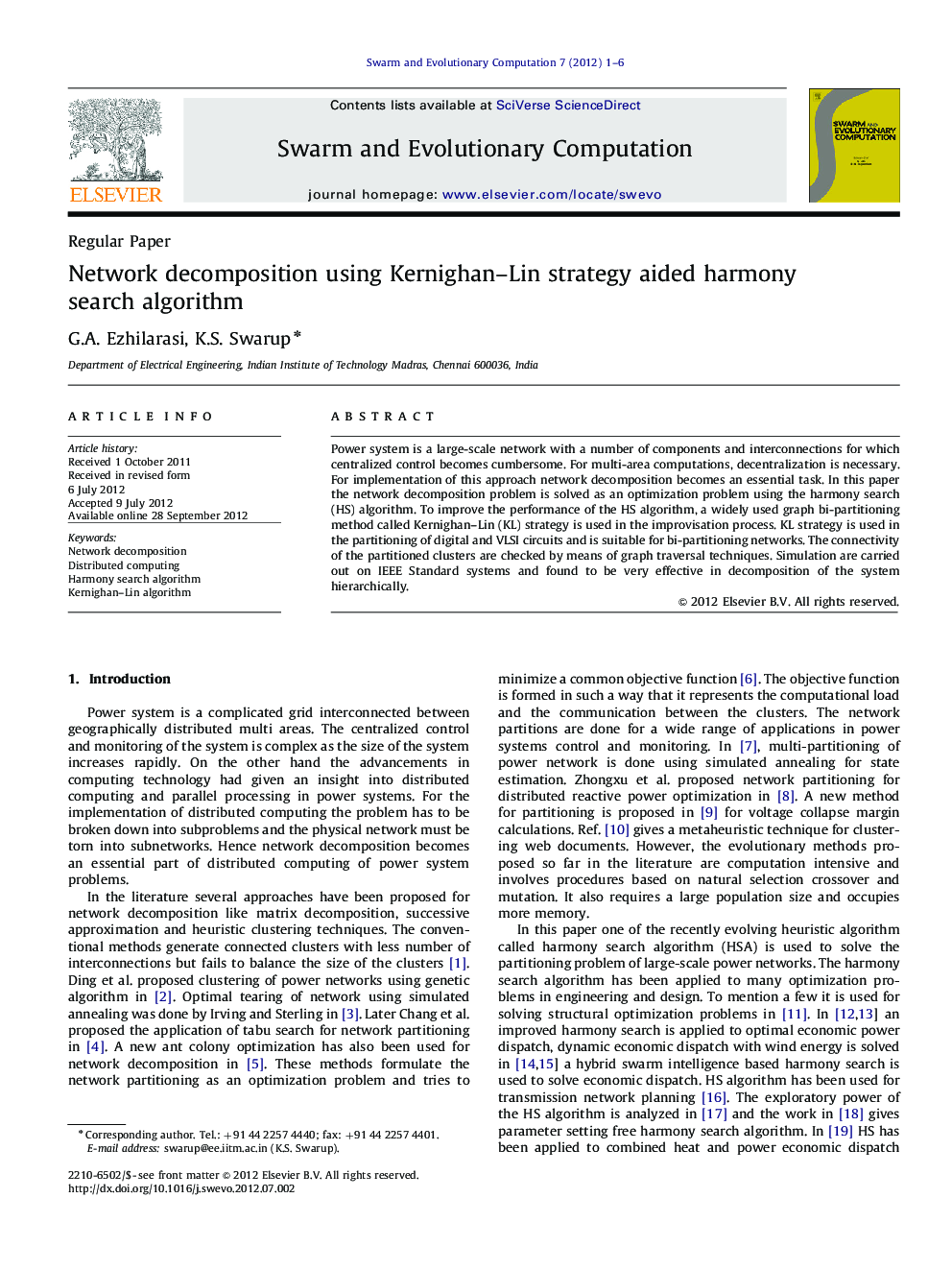 Network decomposition using Kernighan–Lin strategy aided harmony search algorithm