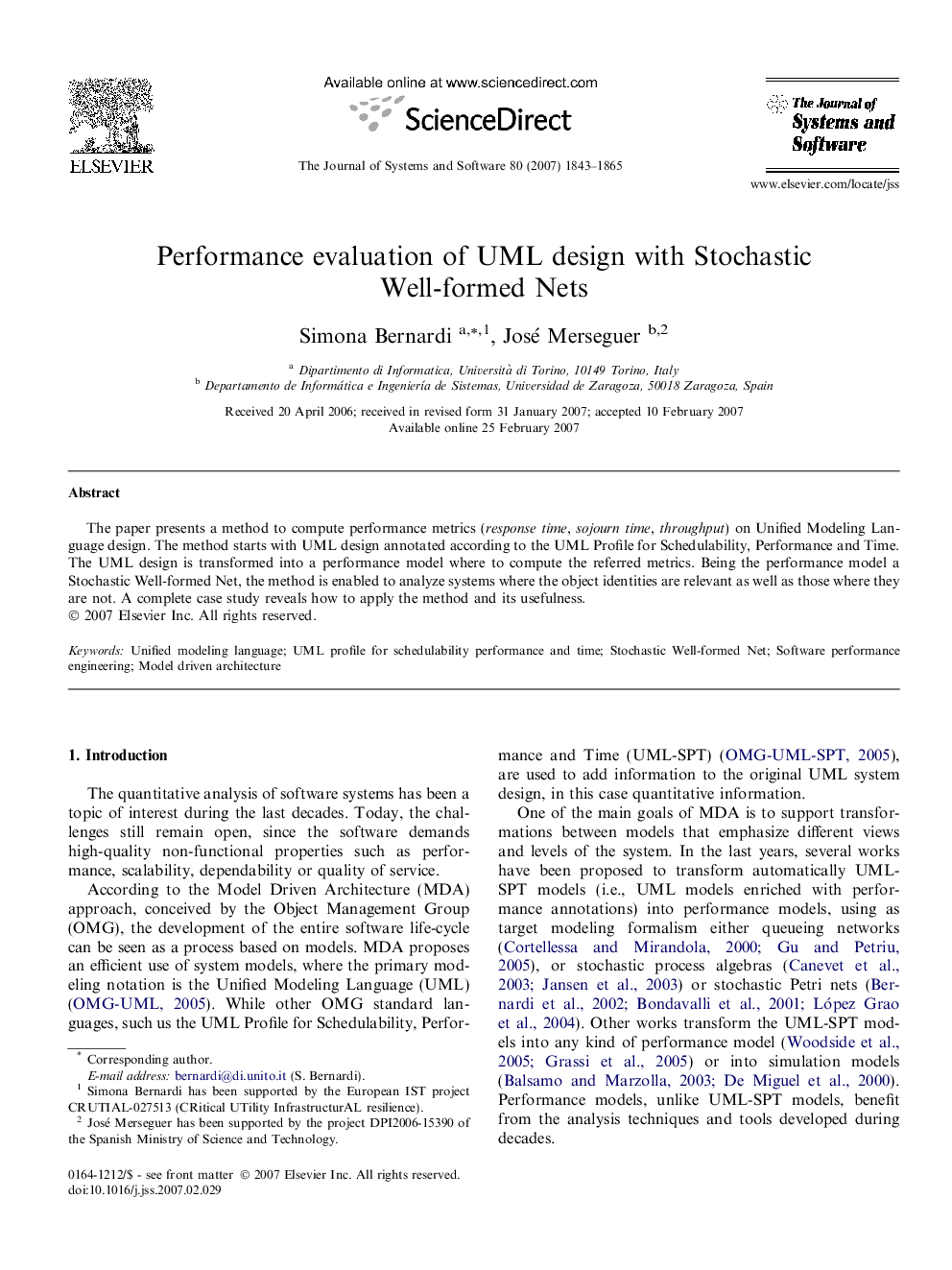 Performance evaluation of UML design with Stochastic Well-formed Nets